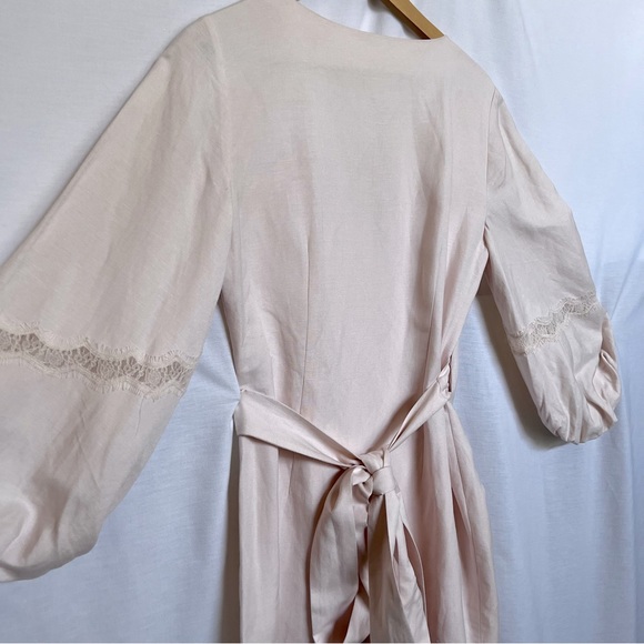 Club Monaco Light Pink Linen Blend Wrap Around Dress.  Size 8 - Picture 6 of 16